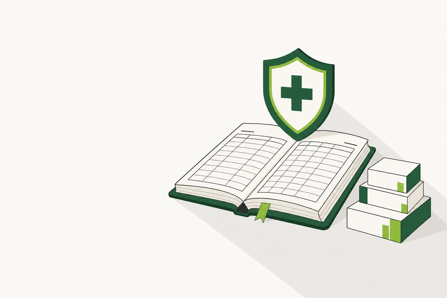 Inspection-ready register ledger with a shield