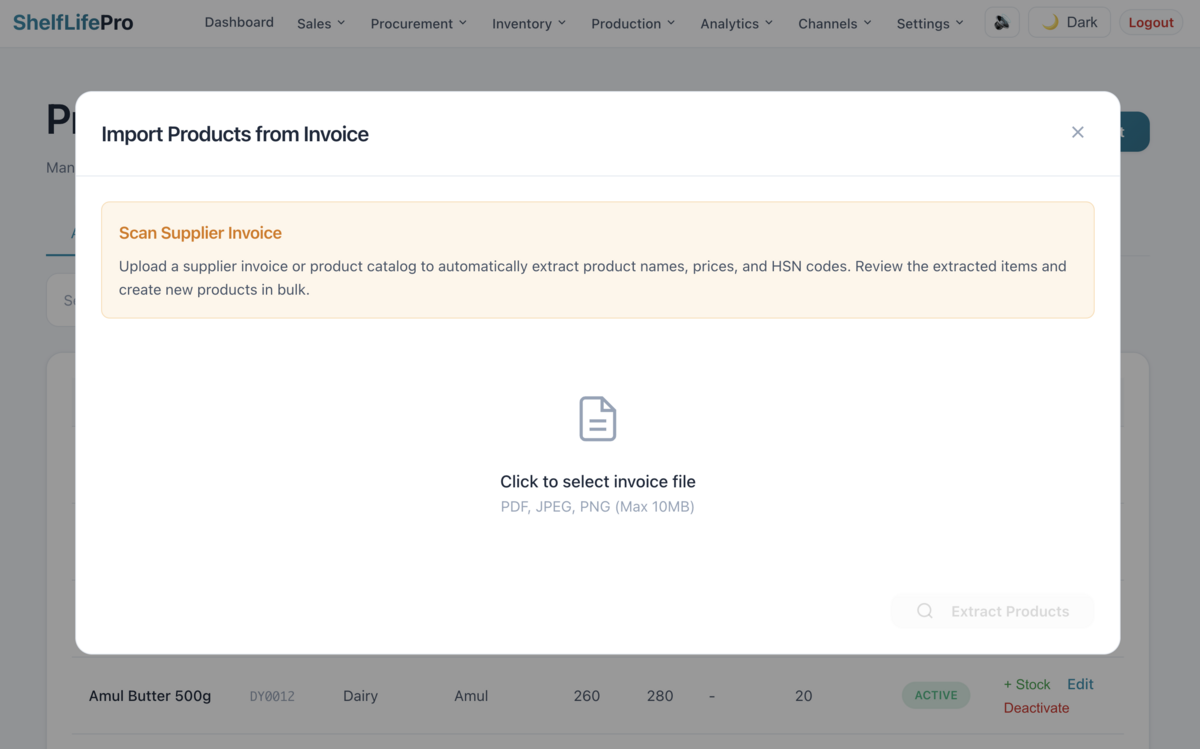 OCR Invoice Import - Scan invoices and auto-populate GRN data